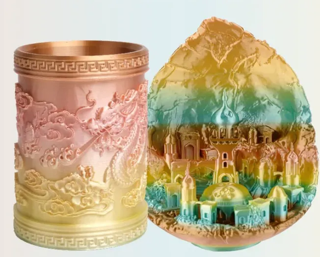 Катушка пластика ESUN eSilk-PLA 1.75 мм 1 кг, rainbow (переходный)