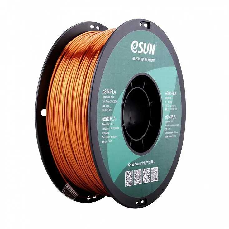 Катушка пластика eSilk-PLA Esun, 1.75 мм, 1 кг, медная