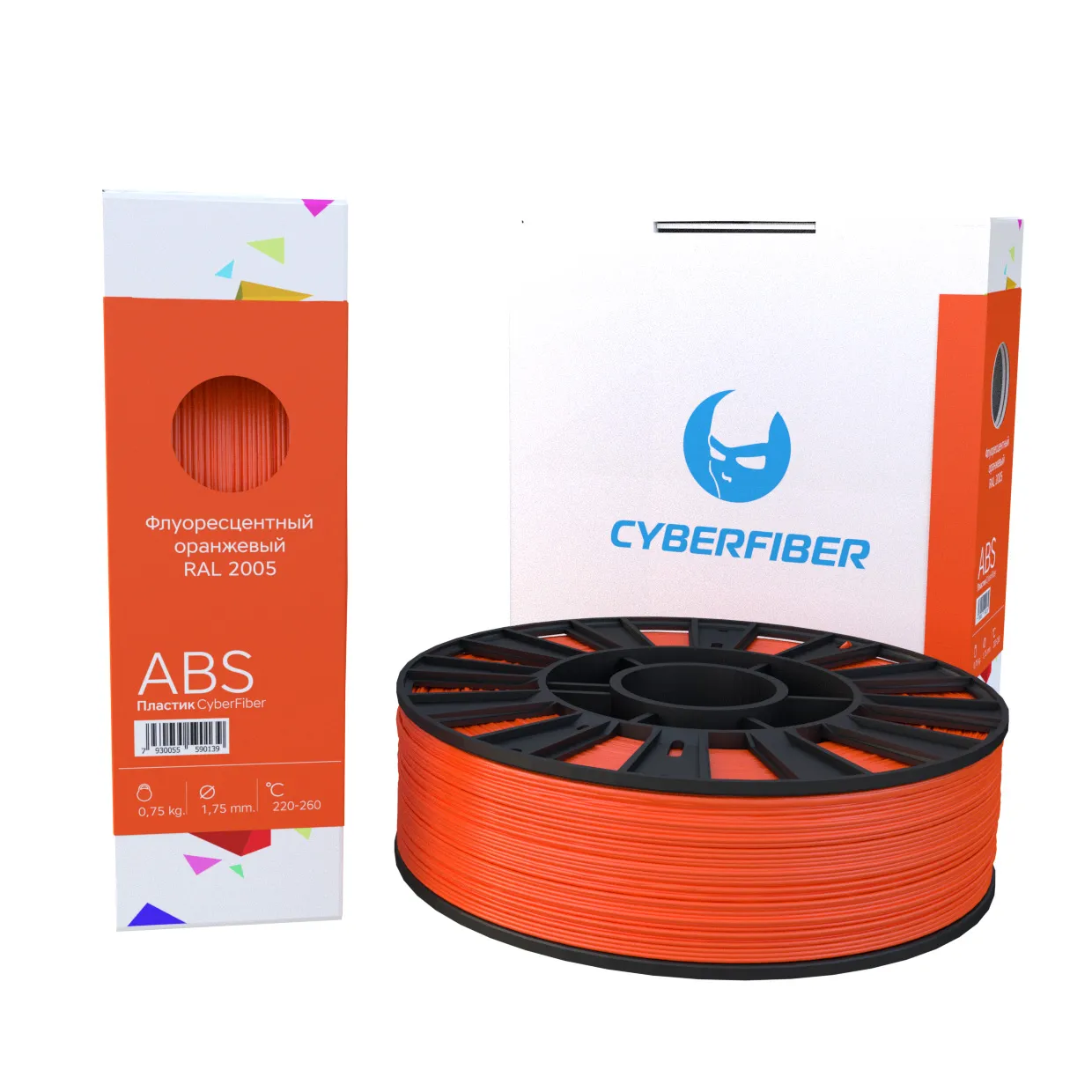 ABS пластик CyberFiber 1,75, флуоресцентный оранжевый, 750 г
