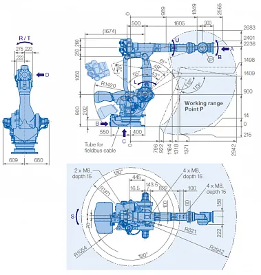 YASKAWA робот GP400 рабочая зона и габариты