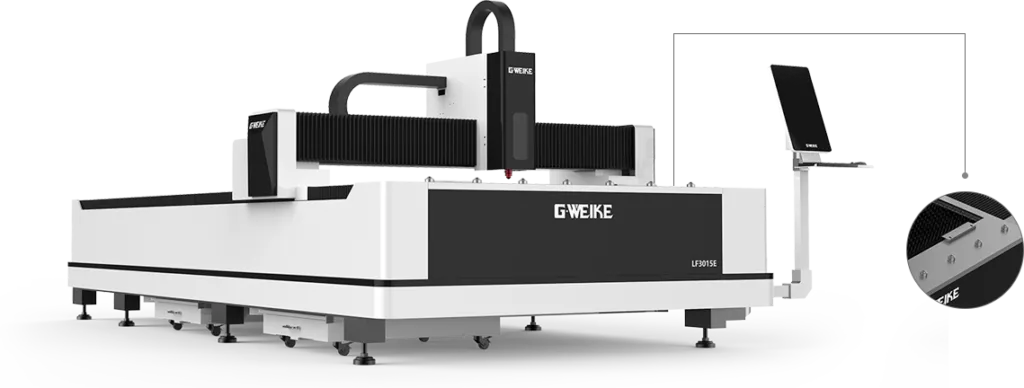 Рабочая область - нержавеющая сталь 304. Оптоволоконный лазерный станок для резки металла G-Weike LF 3015E