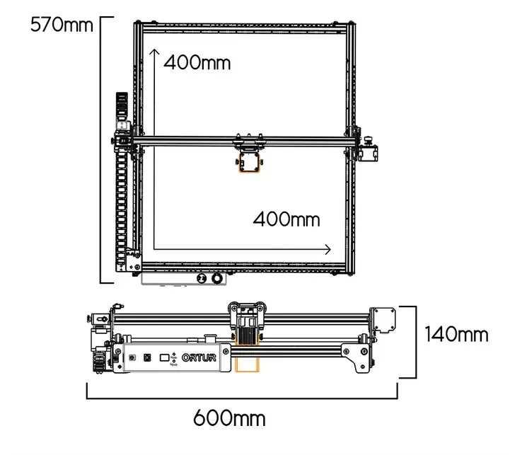 Лазерный гравер Ortur Laser Master2 Pro S2-LU2-4-LF с длиннофокусн. лазером 20 Вт