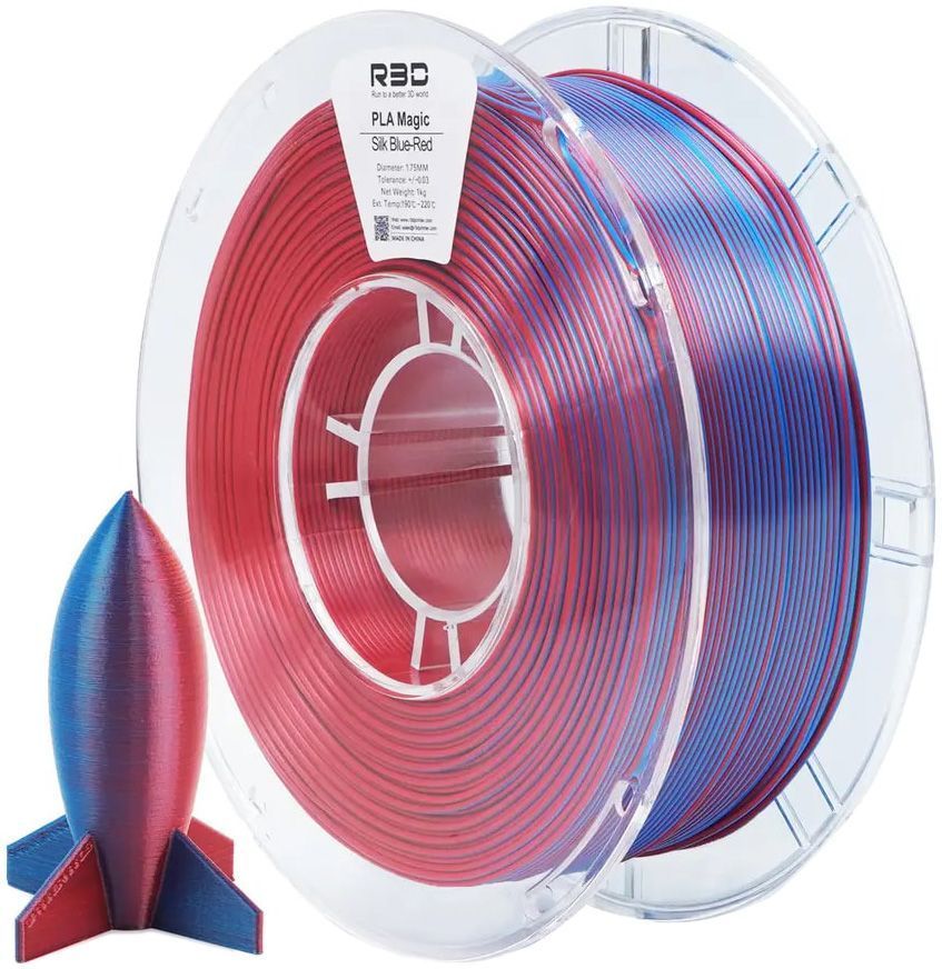 PLA Silk Dualcolor пластик Solidfilament 1,75 мм красно-синий 1 кг