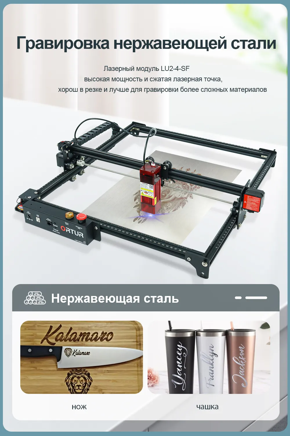 Лазерный гравер Ortur Laser Master2 Pro S2-LU2-4-LF с длиннофокусн. лазером 20 Вт