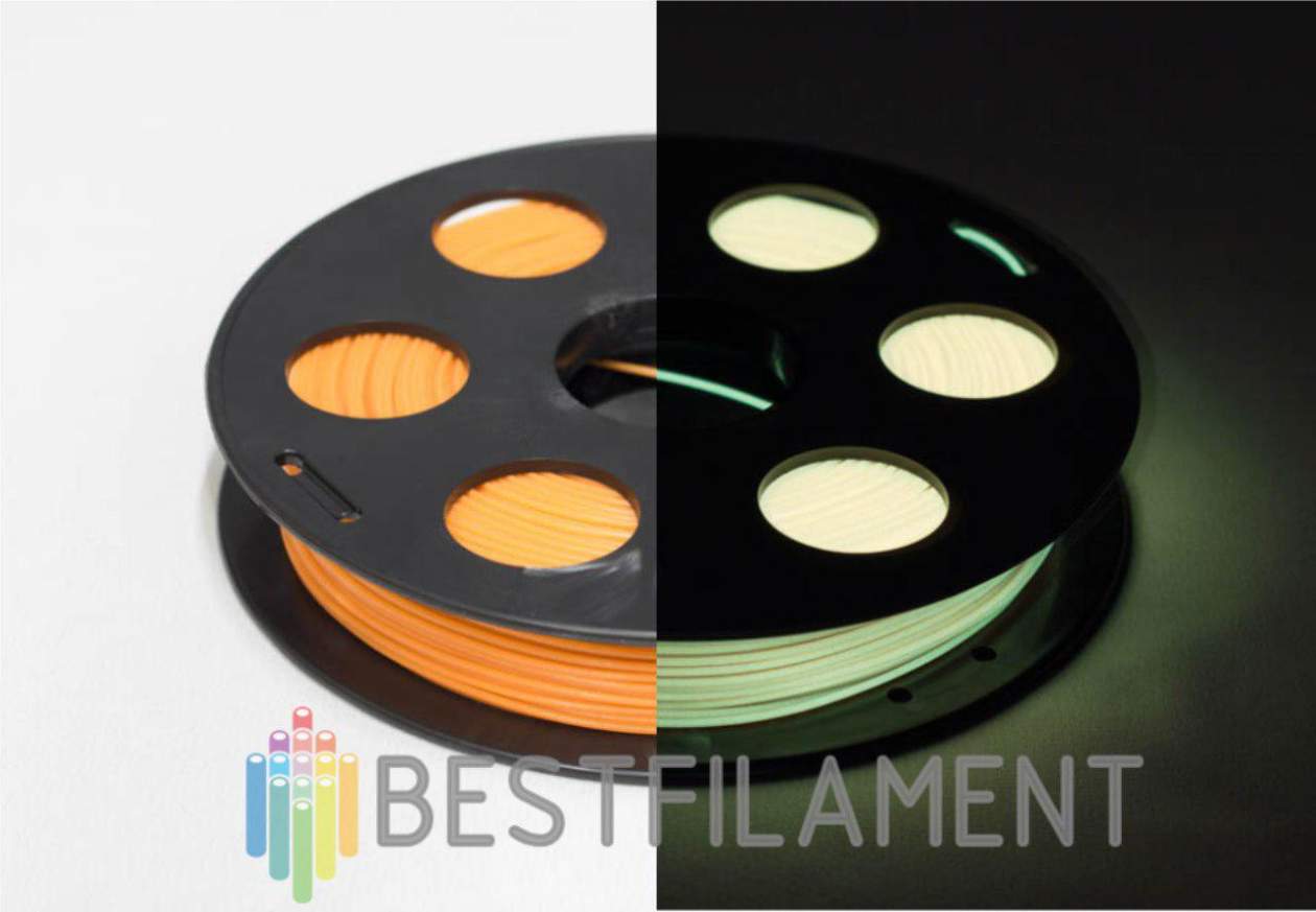 Светящийся в темноте PLA пластик Bestfilament для 3D-принтеров, цвет лимонный, 0,5 кг (1,75 мм)