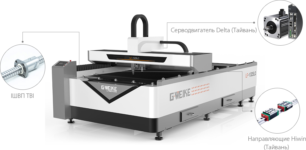 Станок лазерной резки металла и неметалла с волоконным и CO2 источником G-Weike LF 1325LC