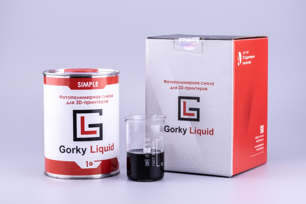 «Simple» чёрная 1 кг фотополимерная смола «Gorky Liquid»