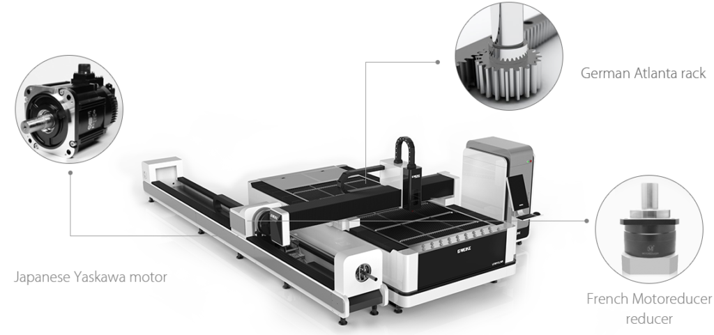 Трансмиссия — точность и надёжность. Оптоволоконный станок для лазерной резки металла G-Weike