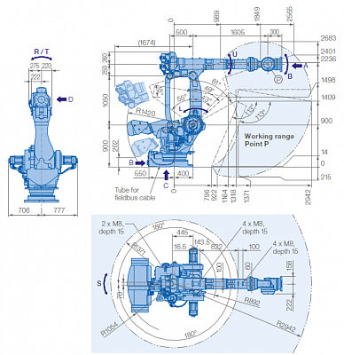 YASKAWA робот GP600 рабочая зона и габариты