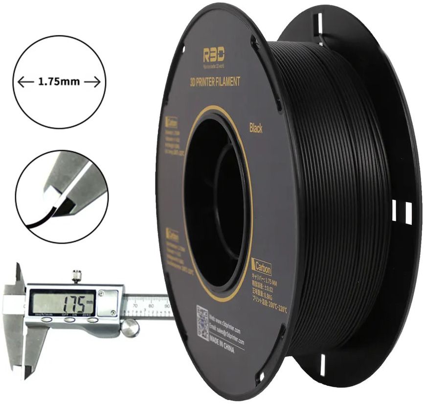 Carbon пластик R3D 1,75 мм черный 0,8 кг