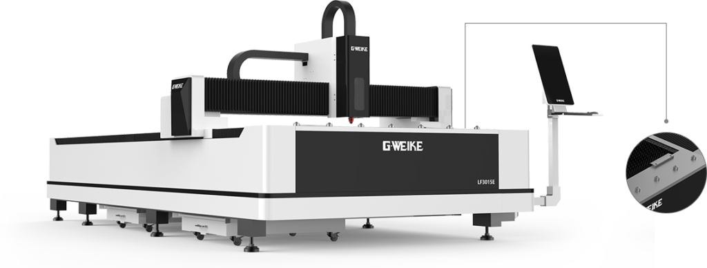 Рабочая область - нержавеющая сталь 304. Оптоволоконный лазерный станок для резки металла G-Weike LF 3015E