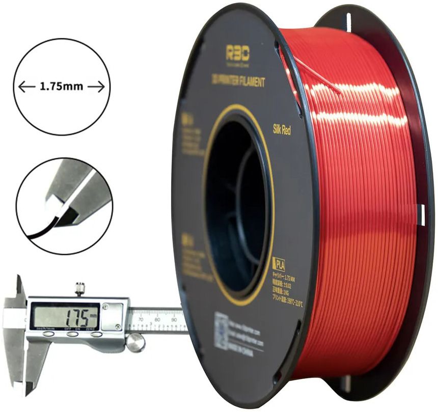 PLA Silk пластик R3D 1,75 мм красный 1 кг